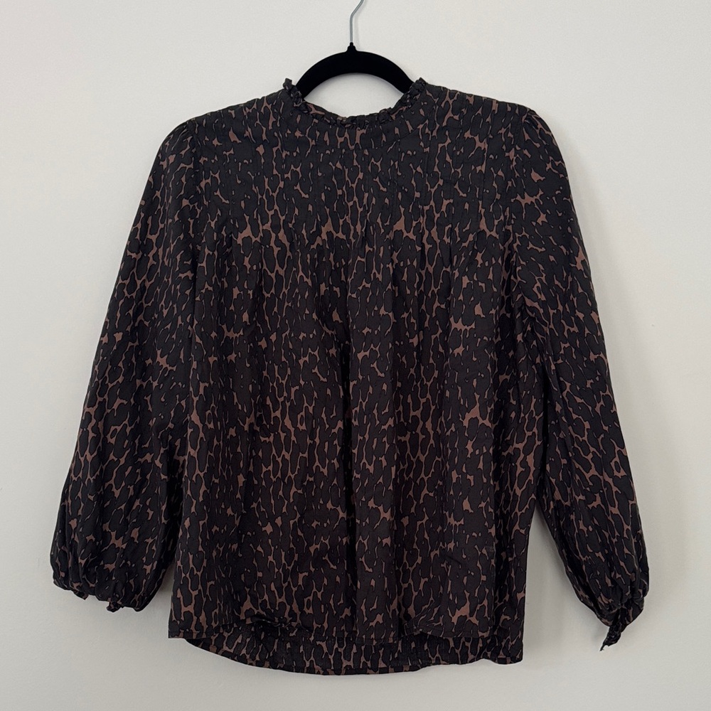 Rails Black and Brown Patterned Blouse